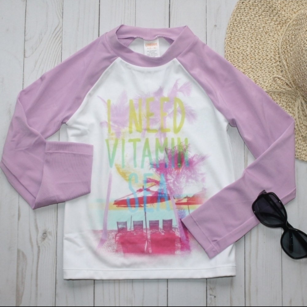 GYMBOREE GIRLS VITAMIN SEA LONG SLEEVE RASH GUARD